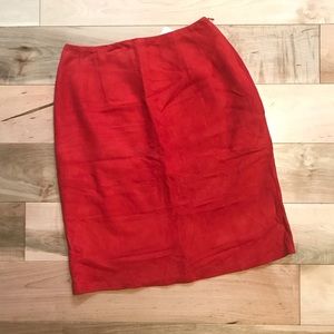 Bright Red Mini Skirt Lambskin Suede Couture XS